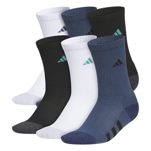 adidas Unisex Youth Athletic Cushioned 6-Pack, Crew Socks Kids for Sports, Durable & Breathable