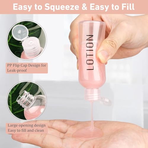 Travel Bottles for Toiletries 3.4oz/100ml 4 Pack TSA Approved Leak-Proof Travel Size Containers Squeezable Empty Plastic Toiletry Bottles Pre-printed Shampoo, Conditioner, Body Wash (Clear)3