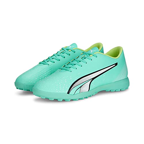 PUMA Mens Ultra Play Turf Trainer Soccer Cleats, Electric Peppermint-PUMA Mens White-Fast Yellow, 8