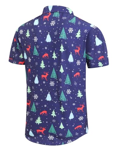 Christmas Shirts for Men Hawaiian Santa Claus Vacation Shirt Short Sleeve Button Down Dress Shirts3