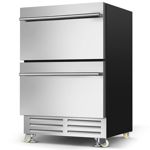 Velivi KMCT145 24 Inch Dual Drawer Fridge Under Counter, Stainless Steel Weather-Proof Design Outdoor Beverage Refrigerator thumb #7