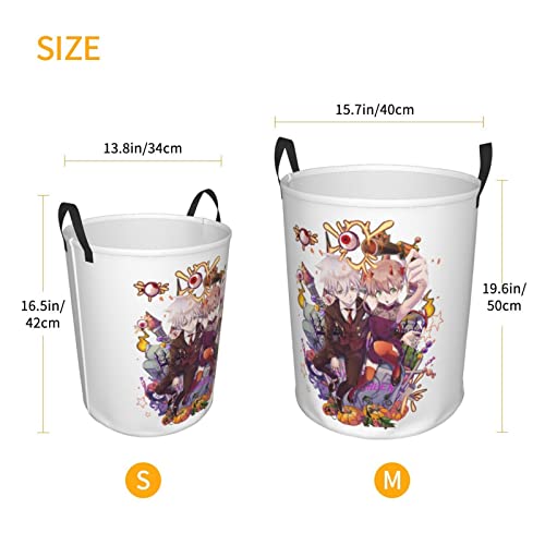 Anime Soul Eater Laundry Basket Waterproof Collapsible Round Laundry Hamper Dirty Clothes Storage Baskets Large Storage Bags With Handles 15.7X19.6 In #TOP5