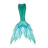 Nuevo Diseño: La mitad de la cola de sirena está equipado con aletas para que su hijo más como una sirena, es fácil de poner y quitar, mathing Mono Aleta través de la cremallera.