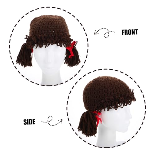Beaupretty Cabbage Patch Costume Hat with Funny Yarn Wigs Warm Knit Earflap Cap for Boys Soft Yarn Material for Boy Girl Months Cozy Unique Design3