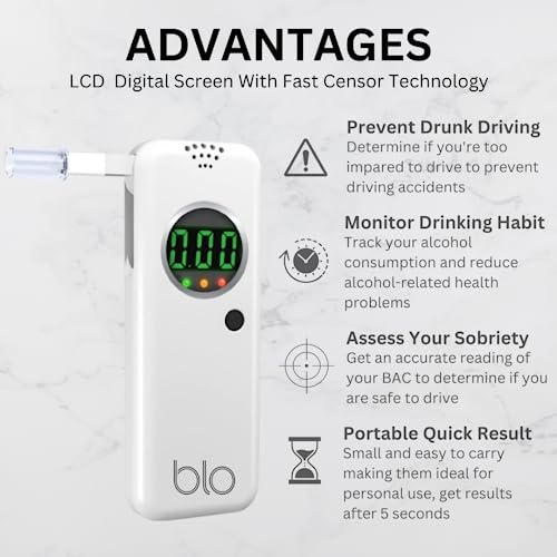 Alkoholtester mit polizeigenaurer Messung und Mundstücken
