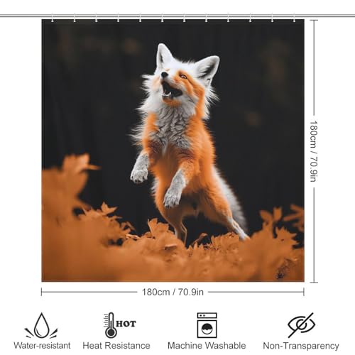 Rideau de douche renard en tissu polyester lavable et imperméable 183x183cm - 4