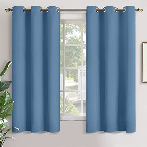 Image of YoungsTex Denim Blue Blackout Curtains 68 Inch Length for Bedroom - Thermal Insulated Drapes with Grommet Room Darkening Window Treatments for Bedroom, 2 Panels, 42 x 68 Inch