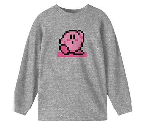 Kirby Pixel Kirby Boy's Athletic Heather Long Sleeve Shirt