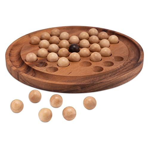 LOGOPLAY Solitaire - Taille XL - Rond avec boules - Diamètre : 26 cm - Solitaire - Jeu de réflexion - patience - Jeu de logique en bois de graines – vue 5