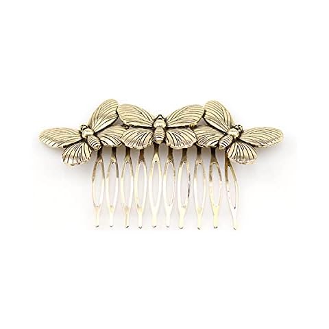 Women's hair clips, hair combs, butterflies, hair clips, inserts, curling accessories for curly hair, metal wire combs, wedding combs, fine hair for girls and hair accessories for brides (old gold) Cover