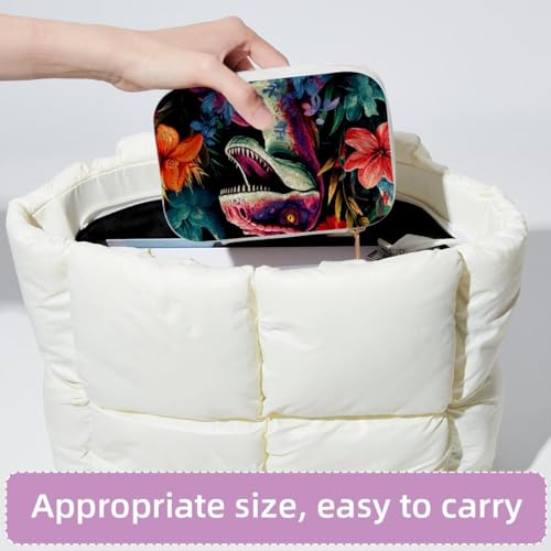 Boîte à bijoux dinosaure anti-nœud en velours | Solution de rangement compacte zippée - 5