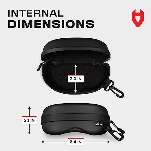 NoCry Water Resistant Safety Glasses Case with Clip - Heavy Duty Semi Hard Large Sunglasses Holder for Men and Women with Cleaning Cloth