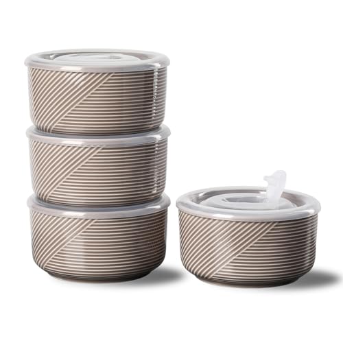 Ceramic Bowls with Lids 20 oz Set of 4
