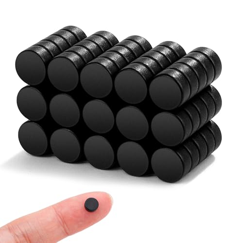 Image of TRYMAG Black Refrigerator 6x3mm Small Round Rare Earth Magnets, 70Pcs Mini Multi-Use Strong Neodymium Magnets for Refrigerator, Whiteboard, DIY, Crafts, Nail Cutter