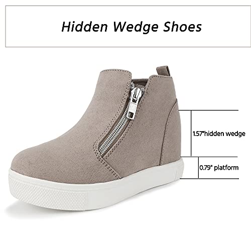 Ccvon Girls Wedge Sneakers Kids Boots High Top Platform Shoes Littile Kids/Big Kids Color Taupe Size 3 thumb #3