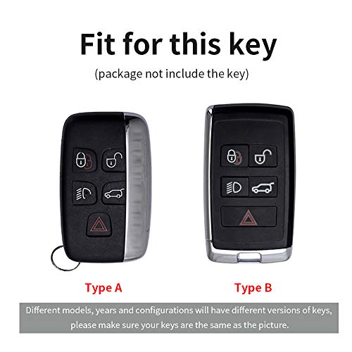 ontto Leather Car Key Fob Cover Keyring fit for Land Rover Defender Discovery Evoque LR4 fit for Range Rover Sport fit for Jaguar accessories Remote Key Case Shell Holder keychain Protector Beige A - Image 2