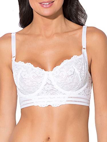 Smart & Sexy womens Signature Lace Unlined Underwire Longline Demi Bra, White, 36DD US