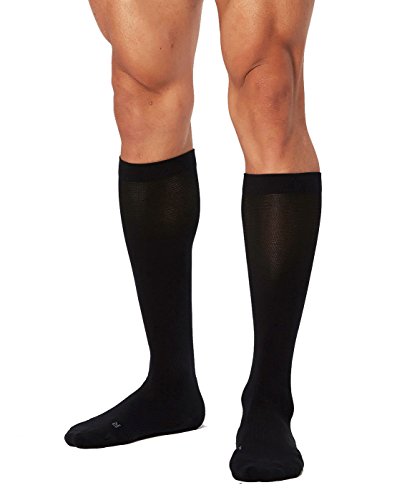 2XU Men's Performance Compression Run Sock, Black/Black, Medium