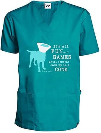 Dog is Good Scrub Top Its All Fun and Games Until Someone Ends Up in a Cone-Relaxed Fit