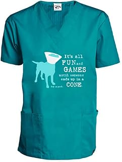Dog is Good Scrub Top It’s All Fun and Games Until Someone Ends Up in a Cone-Relaxed Fit