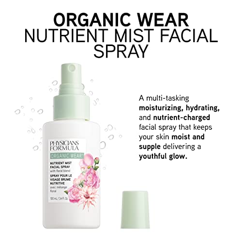 Physicians Formula Organic Wear Nutrient Mist Facial Spray, Botanical Infused, Dermatologist Approved, Vegan, Gluten Free, Tone, Balance, And Prep Skin #TOP1