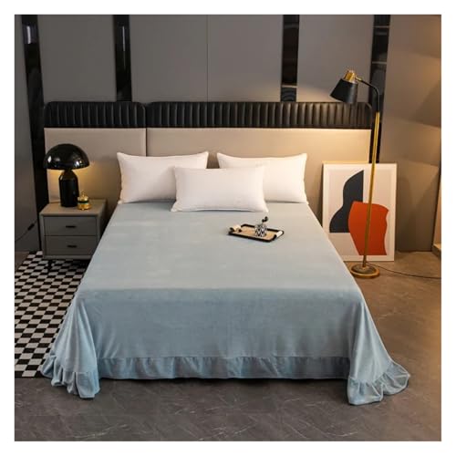 CYMMIYT Sábanas Terciopelo Sábanas de Terciopelo Suave for decoración del hogar, cubrecamas de Lino con Volantes, cubrecamas Doble, Fundas de colchón, Sábana(Sky Blue)