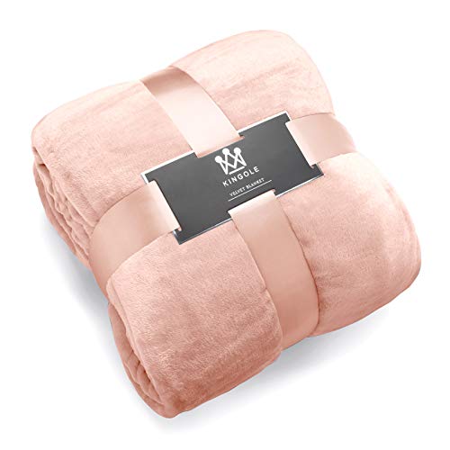 Kingole Flannel Fleece Microfiber Throw Blanket, Luxury Timid Pink Twin Size Lightweight Cozy