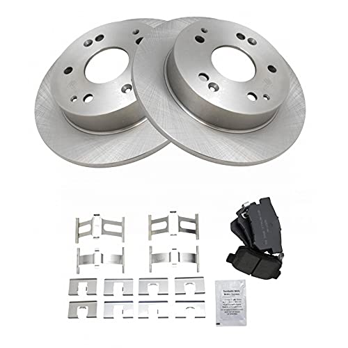 Image of TRQ Rear Brake Pad and Rotor Set Semi Metallic Solid Rotors | For 1997-2001 Acura Integra 2002-2006 RSX 1998-2002 Honda Accord
