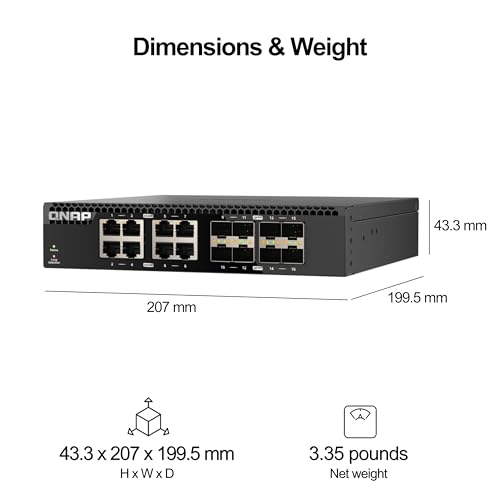 Image of QNAP QSW-3216R-8S8T-US 16-Port Half-Width Rackmount 10GbE Switch | Unmanaged, SMB /SOHO, High-Speed Networking Environment