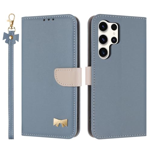 Housse Samsung S25 FE en cuir souple avec clapet aimanté bleu pastel