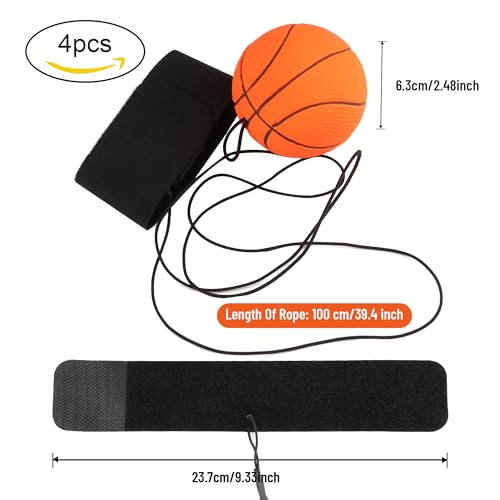 Springball mit Schnur - Sport Handgelenk Return Set, Ø 6cm, 4 Stücke Armband Spielzeug für Kinder und Erwachsene, Fußball/Basketball/Softball/Baseball (Mehrfarbig)