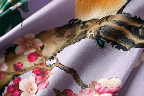 Image of Women's Silk Kimono Robe Short Bathrobe Nightgown 100% Mulberry Silk for Women - Classic Floral Pattern