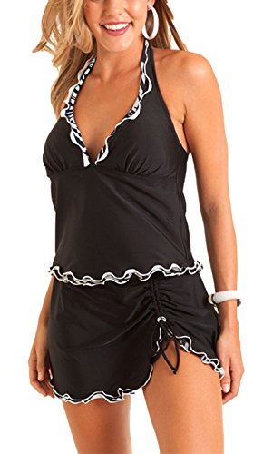 Summer Mae Women's Plus Size Swim Dress Printed-Hem Ruffled Swimwear Summer Mae Women's Plus Size Swim Dress Printed-Hem Ruffled Swimwear