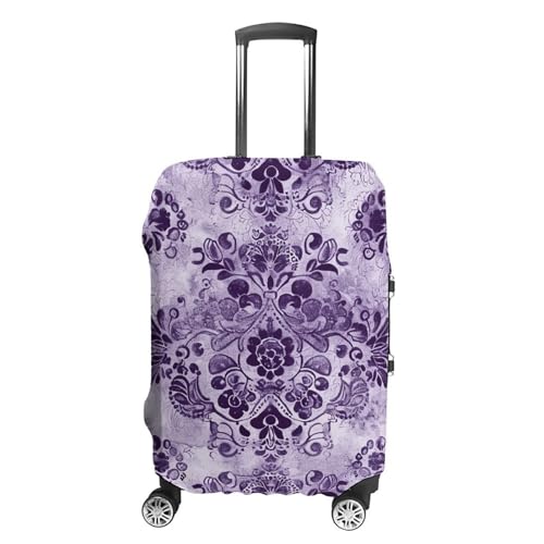 Travel Luggage Cover Suitcase Cover Suitcase Protector Purple Lace Pattern Luggage Covers Washable Baggage Cover Elastic Anti-Scratch Suitcase Case Protector for Adult Personalized Suitcase Covers