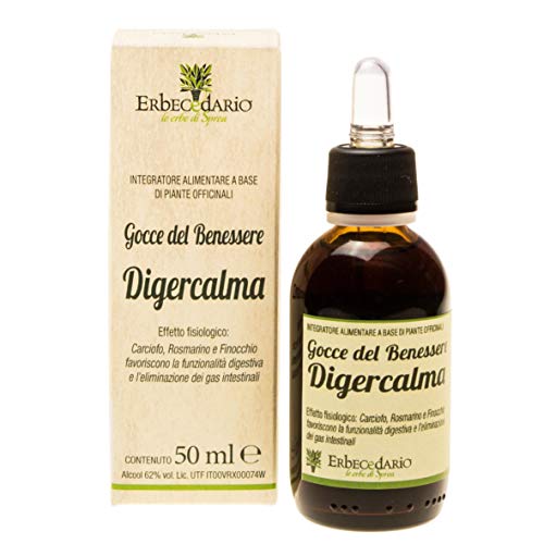 Gocce Benessere Digercalma Erbecedario, Digestivo Naturale A Base di Tinture Madre Di Erbe Digestive, Per Meteorismo, 1 Flacone 50ml