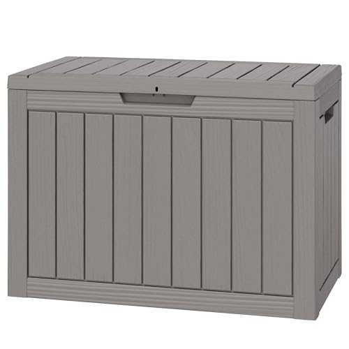 Image of NUNU LAB Outdoor Storage Box 50 Gallon,Package Delivery Box for Outside, Parcel Drop deck boxes waterproof, Lockable Lid Porch Storage Bin For Package Delivery,Patio,House,Grey