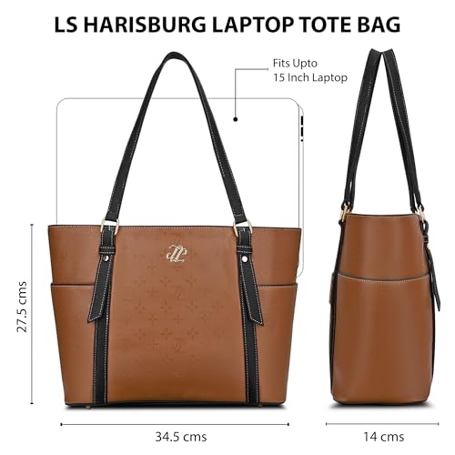 Image of Lavie Signature Women's Harisburg Monogram Tote Laptop Bag | Tote Laptop Bag for Work | Ladies Purse | Stylish Shoulder Bag | Gift for Women