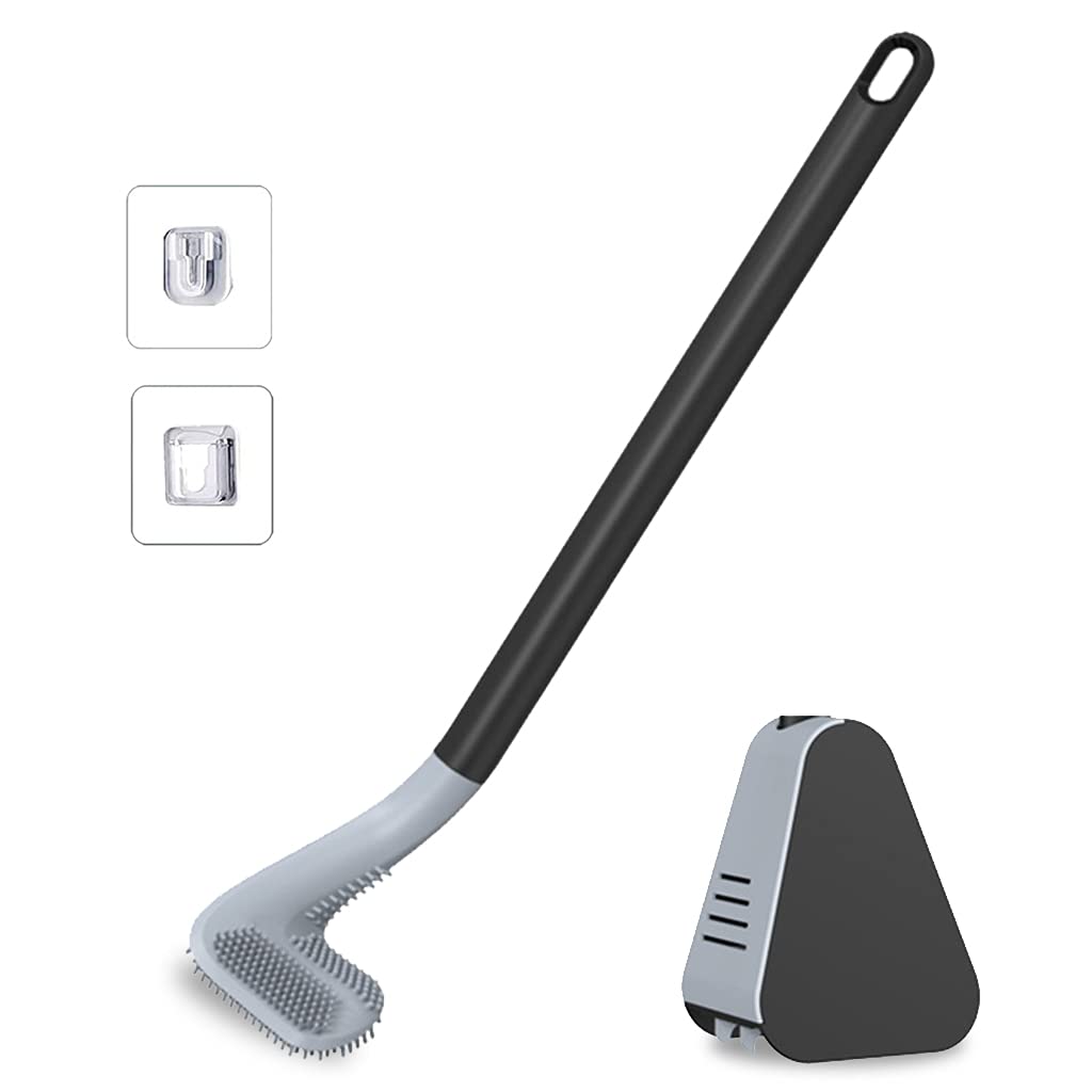 Bathroom Toilet Bowl Brush Toilet Cleaning Brush Kit with Soft Long-Handled Bristles Clean Easily and Holder Set for Bathroom Plunger Silicone Cleaner