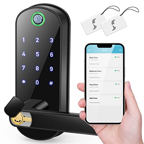 Smart Lock, Keyless Entry Door Lock, Smart Door Lock, Smart Lock for Front Door, Door Lock with Keypad, Fingerprint Door Lock, Biometric Door Lock, Digital Door Lock (Black)