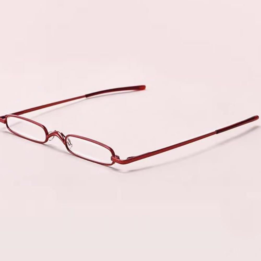 Gafas de Lectura Delgadas Mini compactos Gafas de Lectura con Estuche,portátiles Gafas de Lectura Gafas de computadora Moda rojo2.0(+3.0)