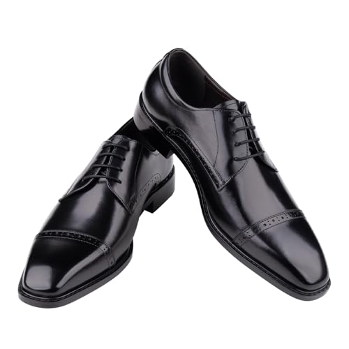 GZOJSS Men's Oxford Shoe Luxury Formal Dress Retro Shoes Casual Comfortable Genuine Leather Business Derby Lace Up Plain Toe Men Shoes Premium Series