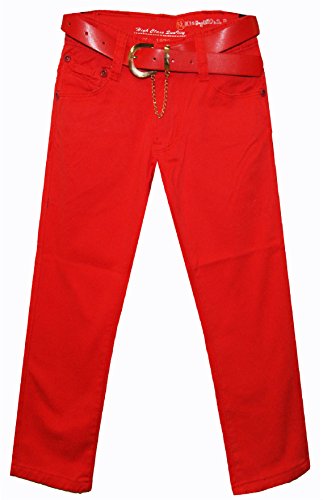 Girls Canddy Color Stretch Jean, Legging Pant, Cotton Blend,Include Belt,Orange Size6-7