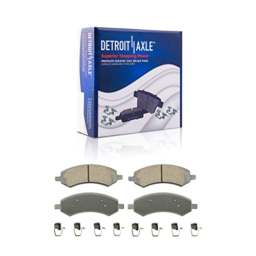 Image of Detroit Axle - Brake Kit for 2006-2010 Dodge Ram 1500 2007-2009 Durango 2009 Chrysler Aspen, Drilled & Slotted Disc Brake Rotors Ceramic Brake Pads w /Hardware Wheel Lug Nuts Replacement