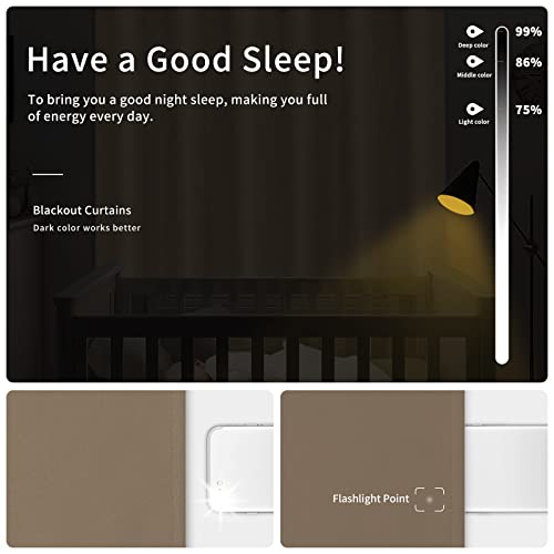Image of Easy-Going Blackout Curtains for Bedroom, Solid Thermal Insulated Grommet and Noise Reduction Window Drapes, Room Darkening Curtains for Living Room, 2 Panels (42x54 in, Camel)