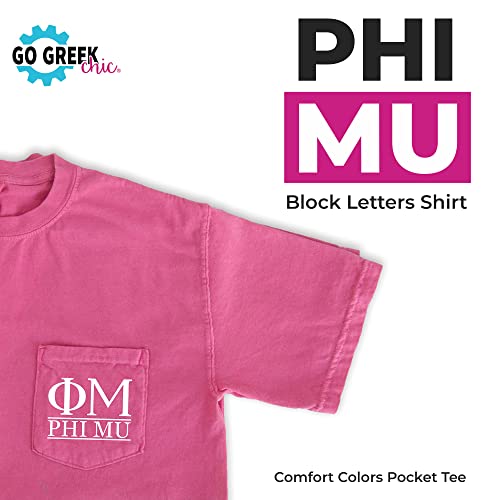 Phi Mu Block Letter T-Shirt, Pink2