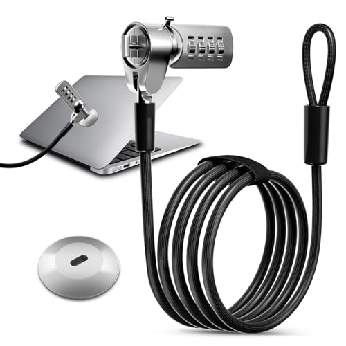 Computer Lock Laptop Lock with Slot Plate 6.23 ft Combination Security Locking Cable Digital Password Protection Lock Cable Anti Theft Lock for Laptop Computer Notebook and Other Device