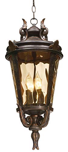 John Timberland Casa Marseille European Outdoor Ceiling Light Hanging Bronze Scroll 23 3/4" Hammered Glass Damp Rated For Exterior House Porch Patio Outside Deck Garage Front Door Home Roof #TOP5