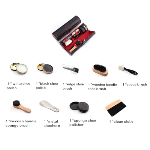 Juego de pulidor de Zapatos de Piel – Kit de Pulido de Zapatos Profesional, de Limpieza portátil | Kit Todo en para el Cuidado de los Zapatos con cepillos, pulidores, de Esponja, fácil - imagen 8