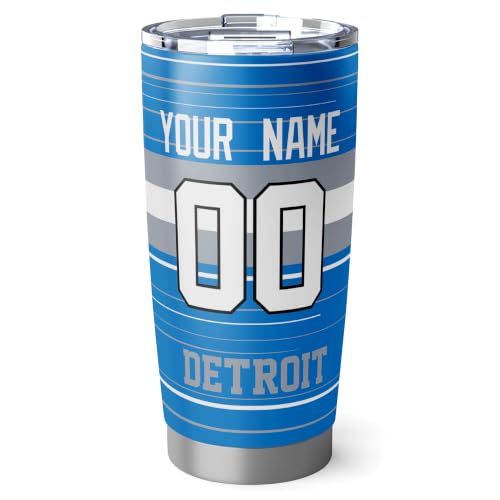 Image of Detroit Tumbler 20oz Travel Mug Gifts Custom Name Number