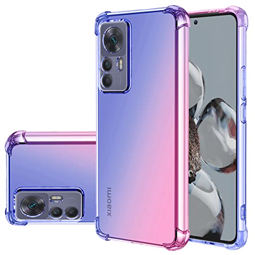 Gufuwo Funda para Mi 12T Pro/Mi 12T/Redmi K50 Ultra Case Ultrafina Degradé Antiarraños con TPU Flexible y Protección Antigolpes Funda Protectora para Xiaomi 12T Pro Azul/Rosa